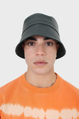 Green vegan leather bucket hat