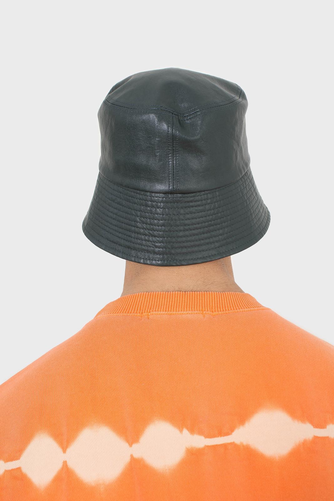 Green vegan leather bucket hat