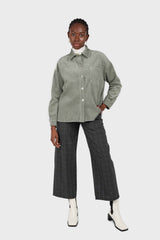 Charcoal and white box checked loose fit trousers