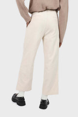 Ivory corduroy tucked loose fit trousers - 2010