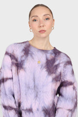 Lilac tie dye cableknit oversized jumper