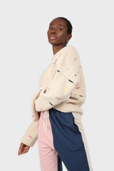 Ivory and pink stitched stripe jumper
