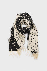 Ivory and black leopard intarsia scarf