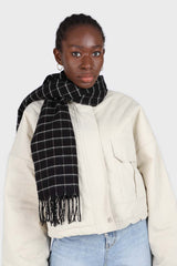 Black and white box check scarf