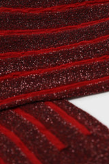 Red contrast metallic ribbed socks