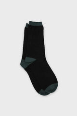 Black textured diamond green trim socks
