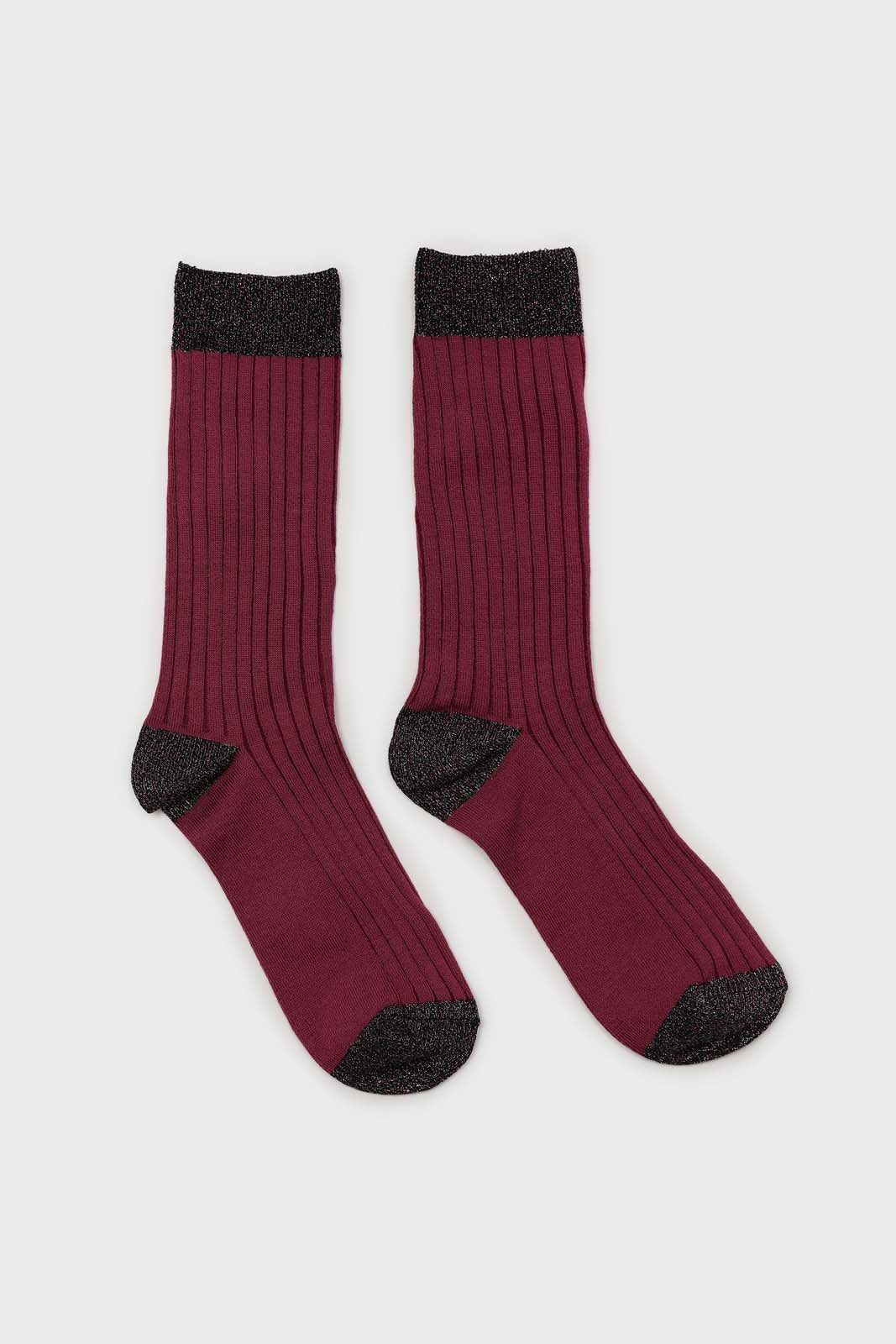 Purple contrast metallic trim socks