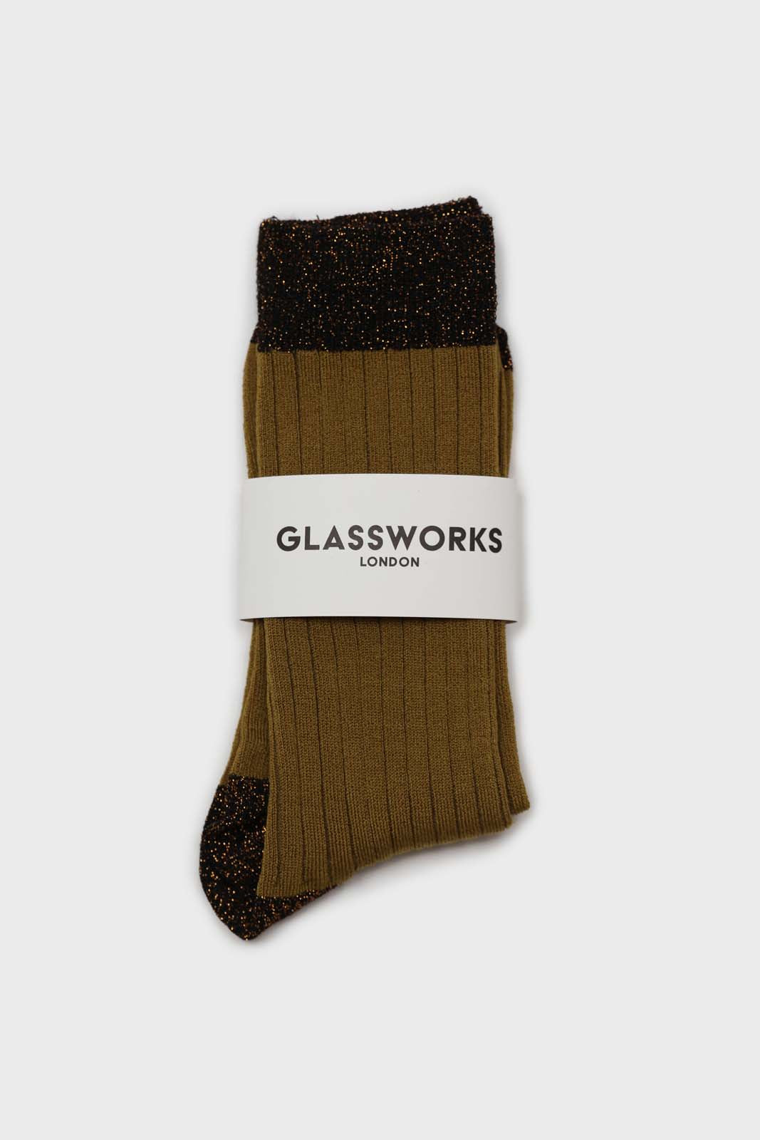 Mustard contrast metallic trim socks