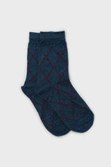 Blue and purple dotted diamond metallic socks