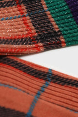 Orange and green metallic checked socks