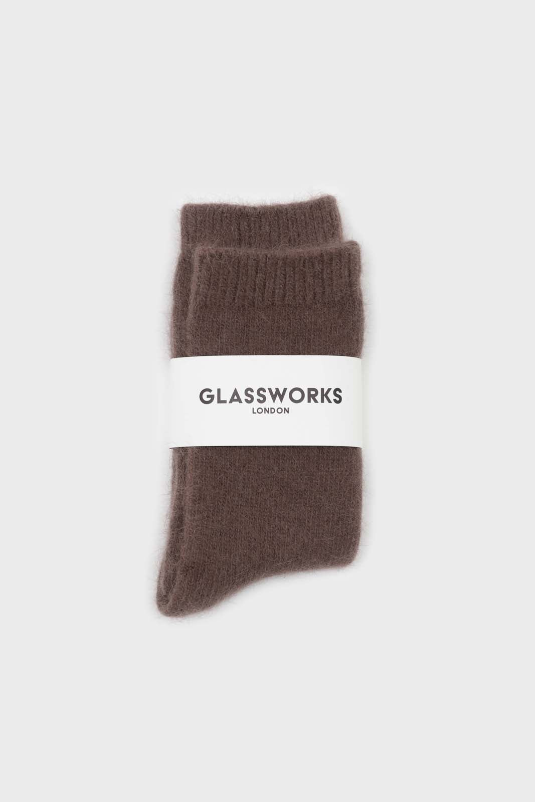 Deep brown angora smooth socks
