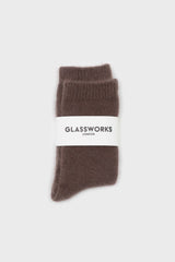 Deep brown angora smooth socks