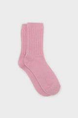 Bright pink angora ribbed socks