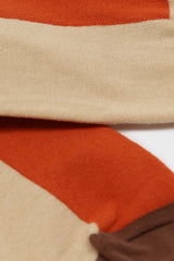 Orange and beige thick vertical strip socks