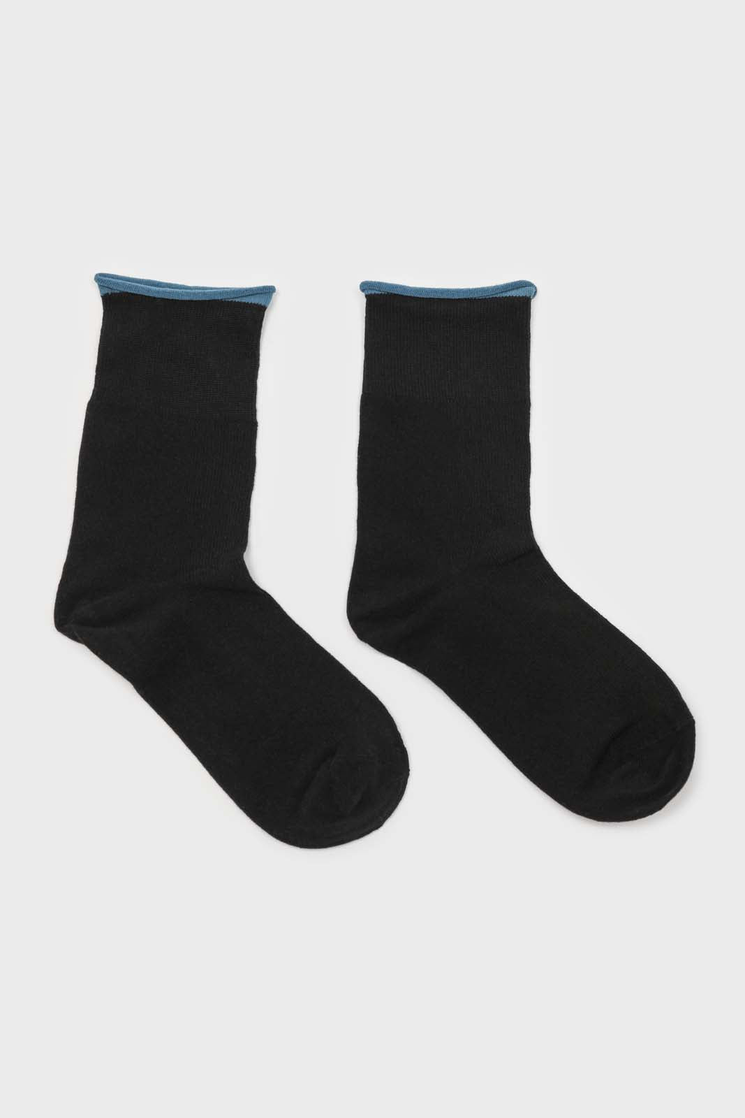 Black and blue rolled trim socks