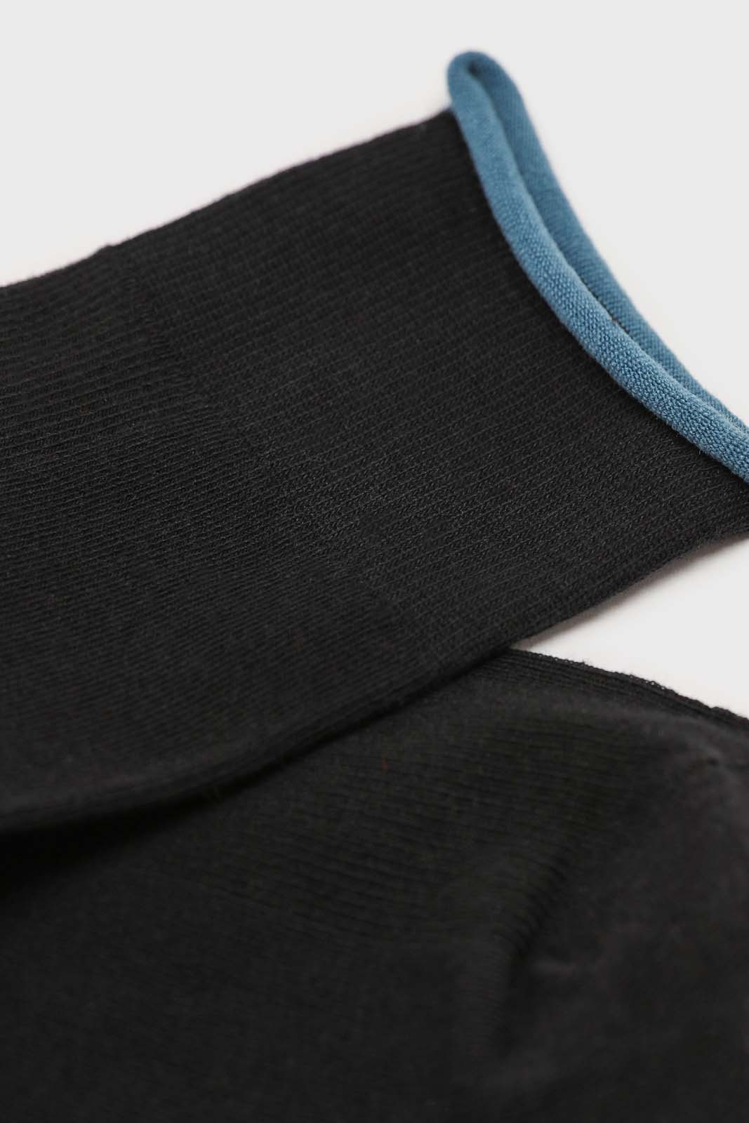 Black and blue rolled trim socks