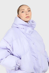 Lilac hooded thick puffer jacket