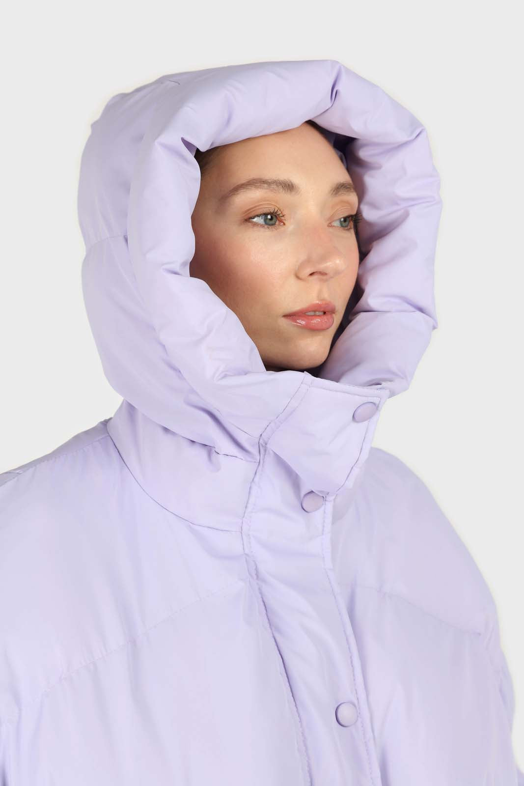Lilac hooded thick puffer jacket