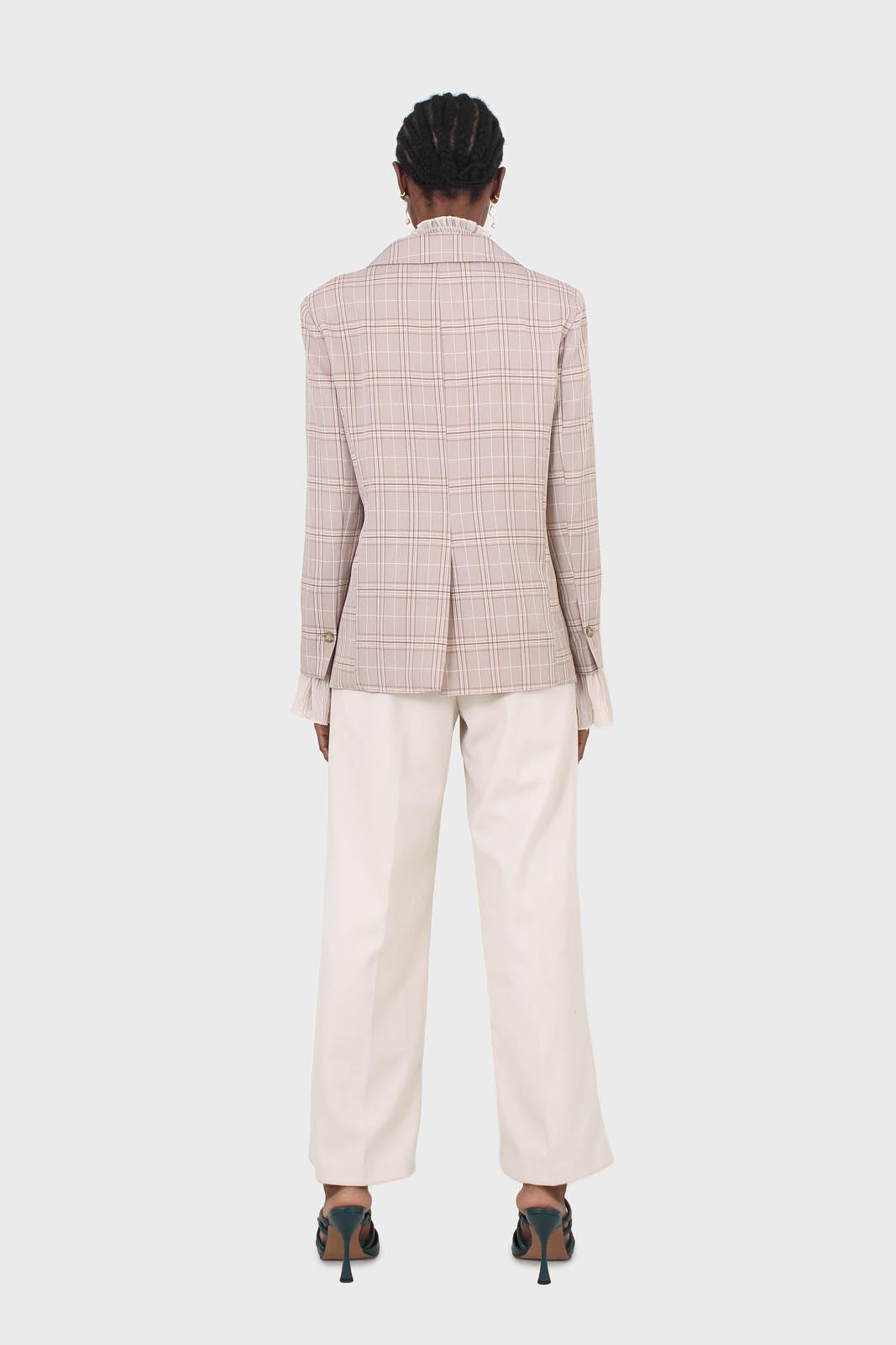 Ivory side buckle wide leg trousers