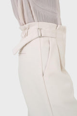 Ivory side buckle wide leg trousers