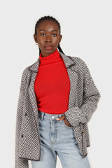 Charcoal herringbone alpaca wool blend cardigan