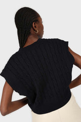 Navy cableknit knit vest