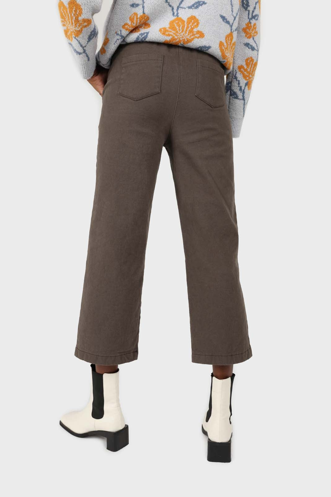 Khaki straight thick loose fit trousers