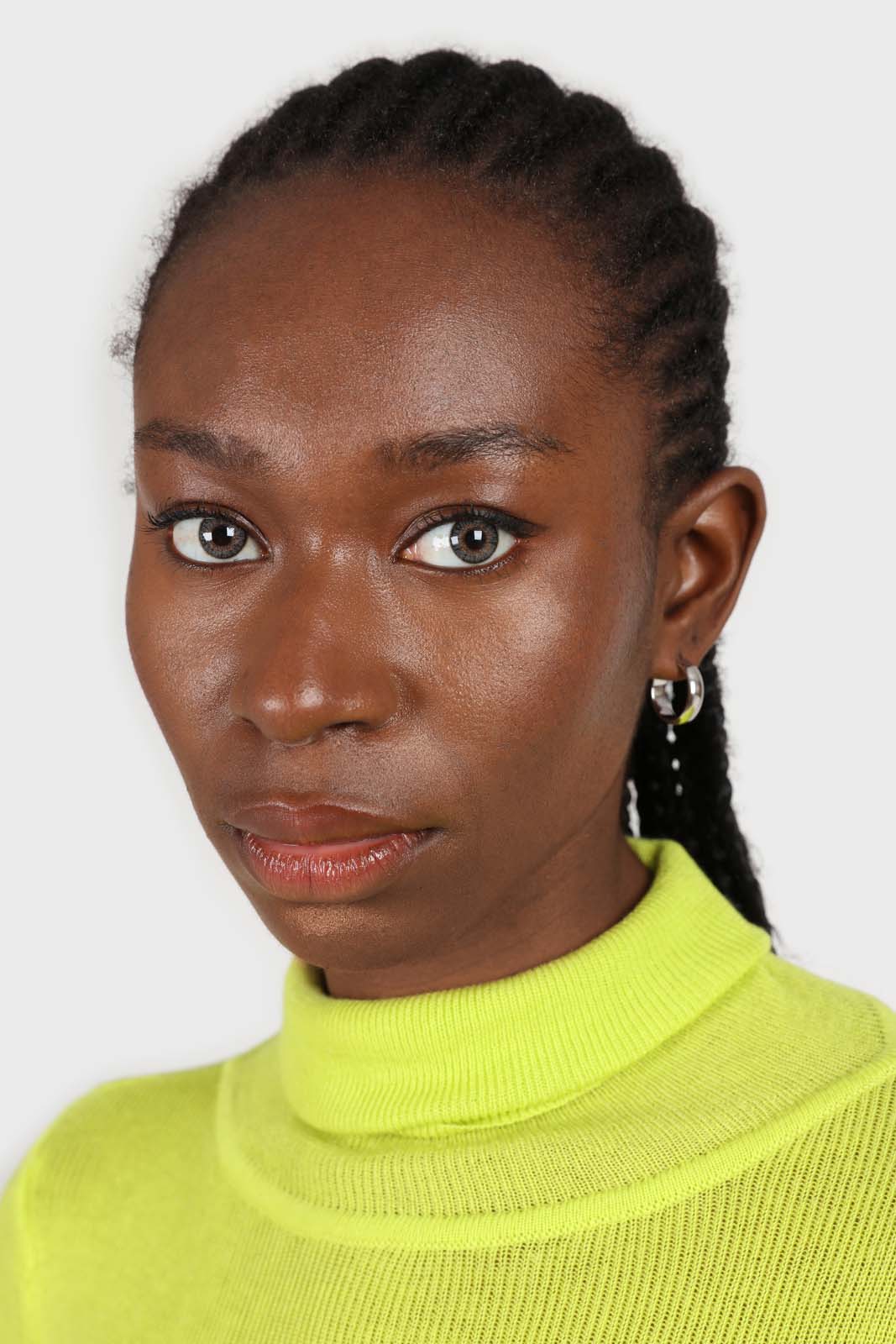 Bright green wool blend turtleneck top