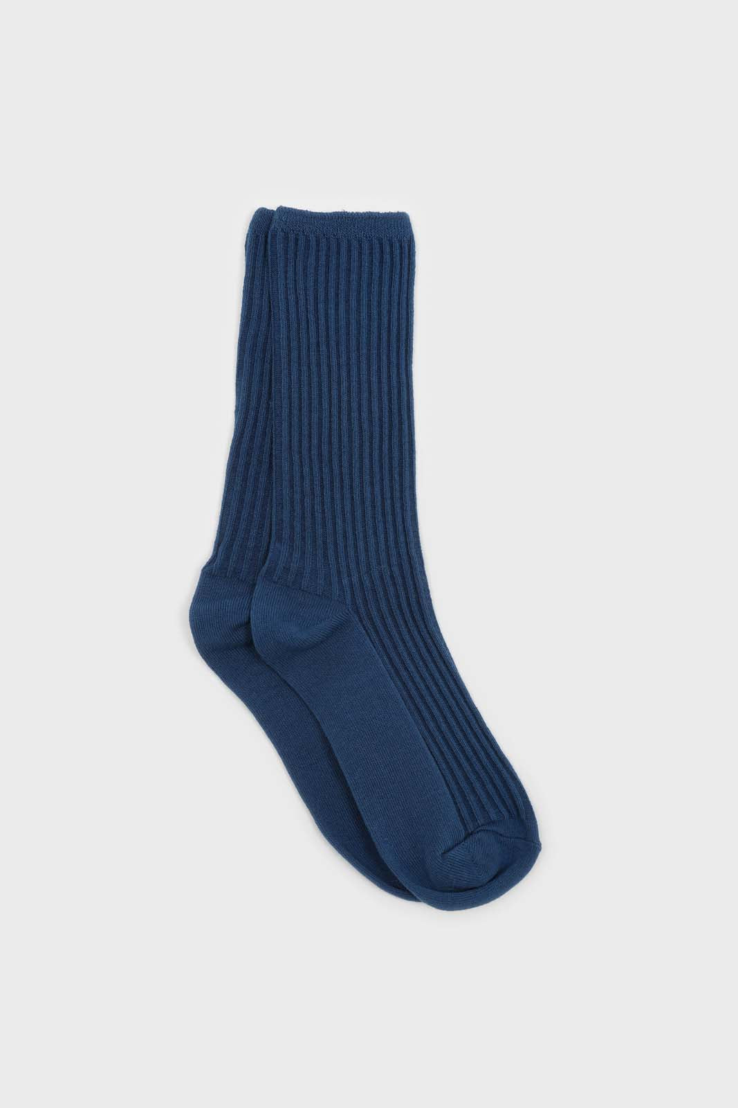 Dark blue long ribbed socks