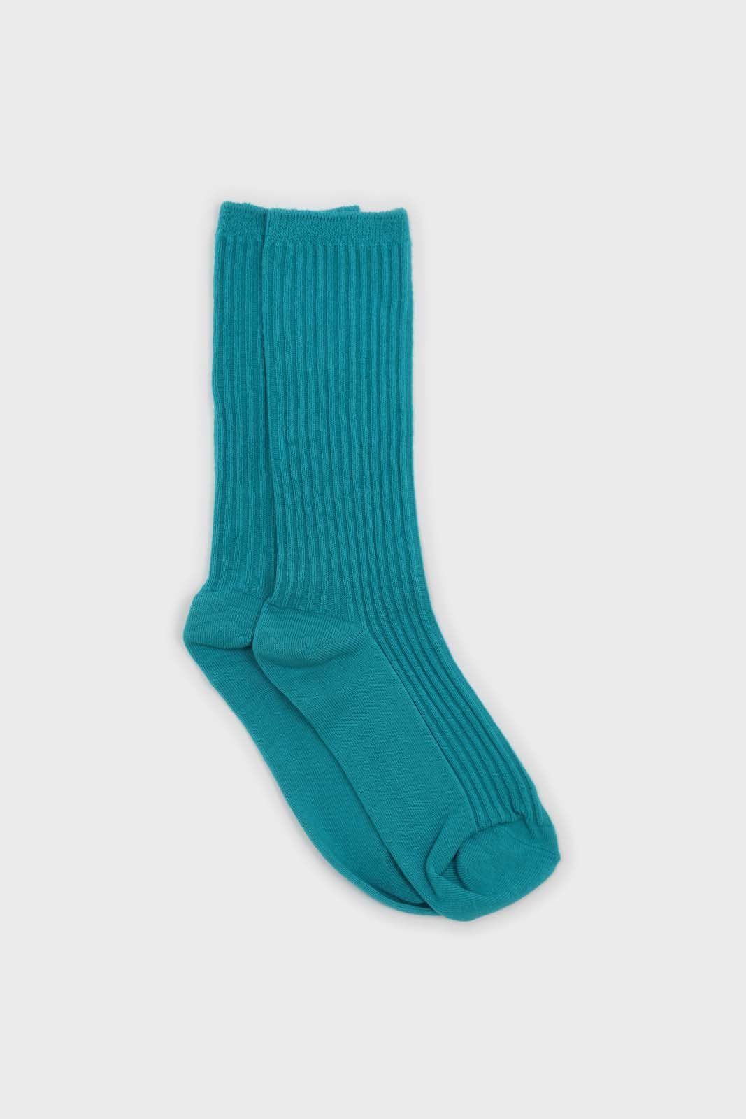 Aqua blue long ribbed socks
