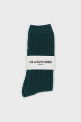 Dark green long ribbed socks