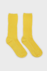 Bright yellow long ribbed socks