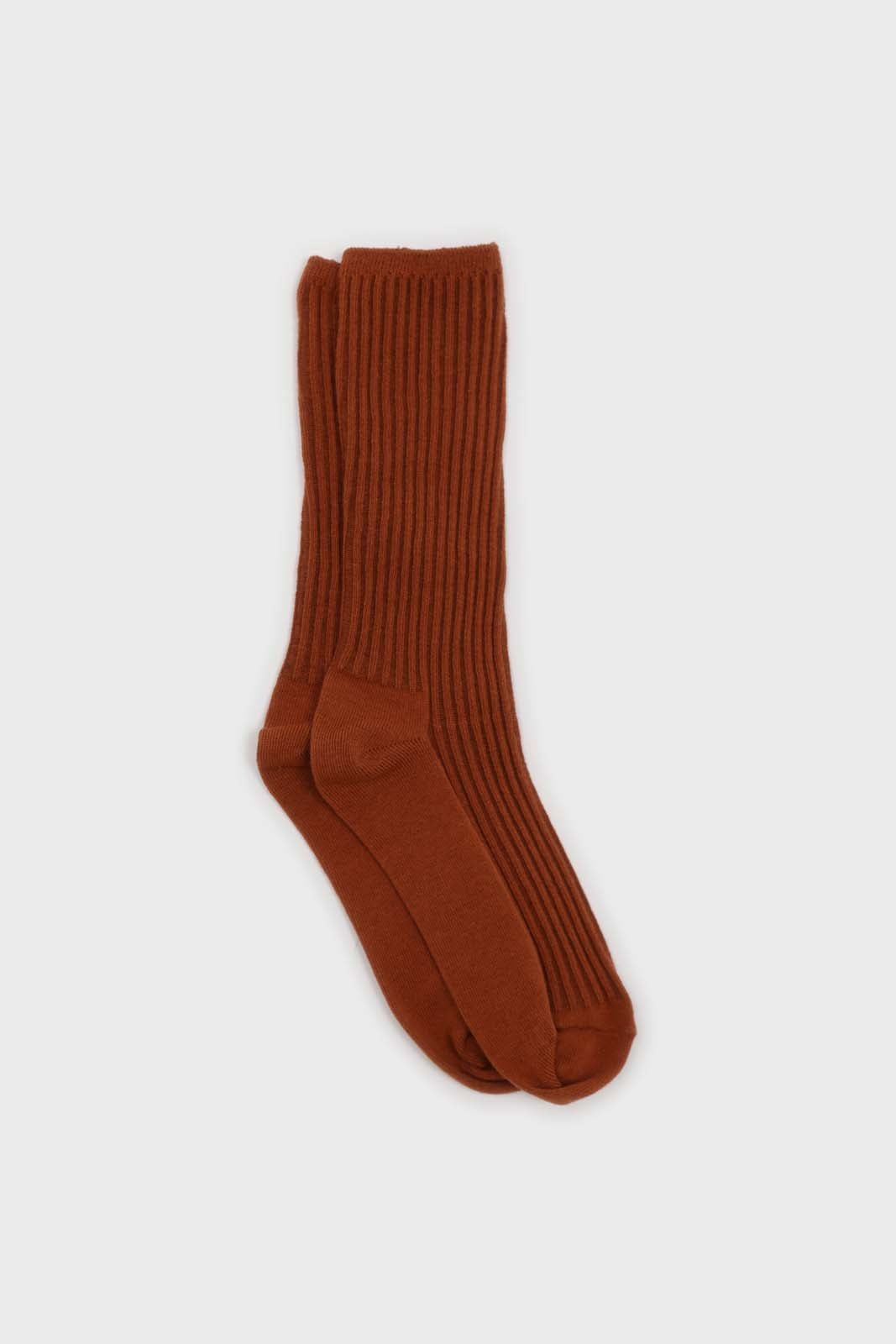 Brown long ribbed socks