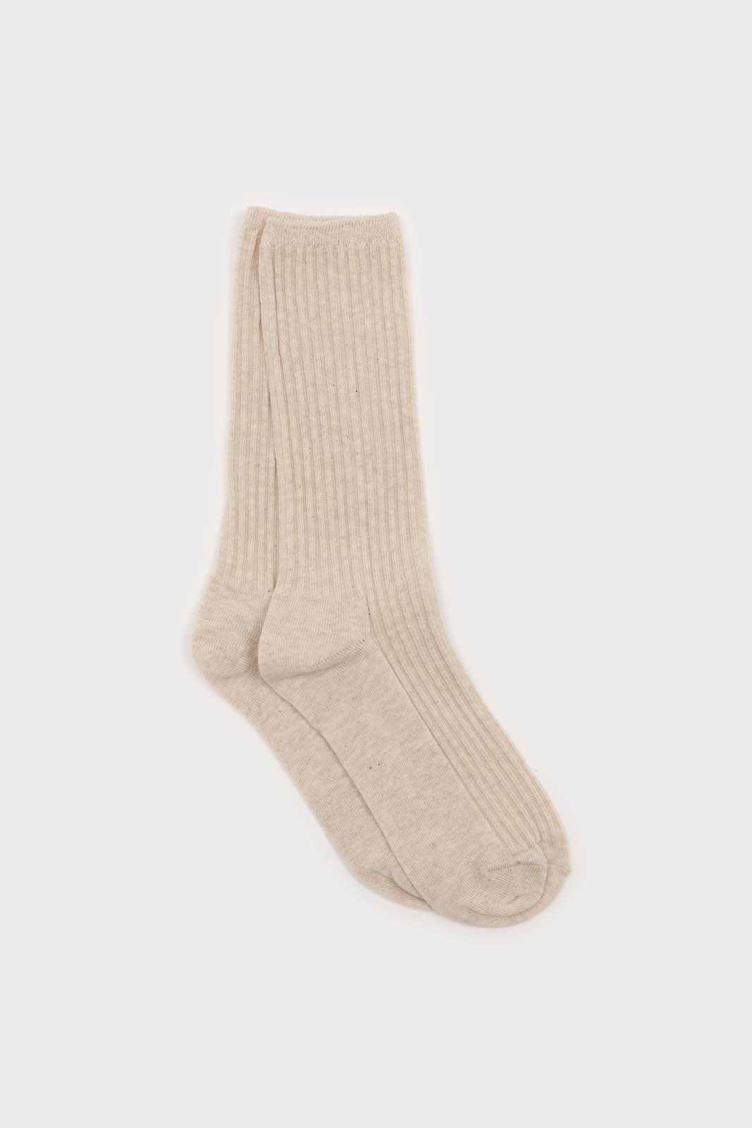 Oatmeal long ribbed socks