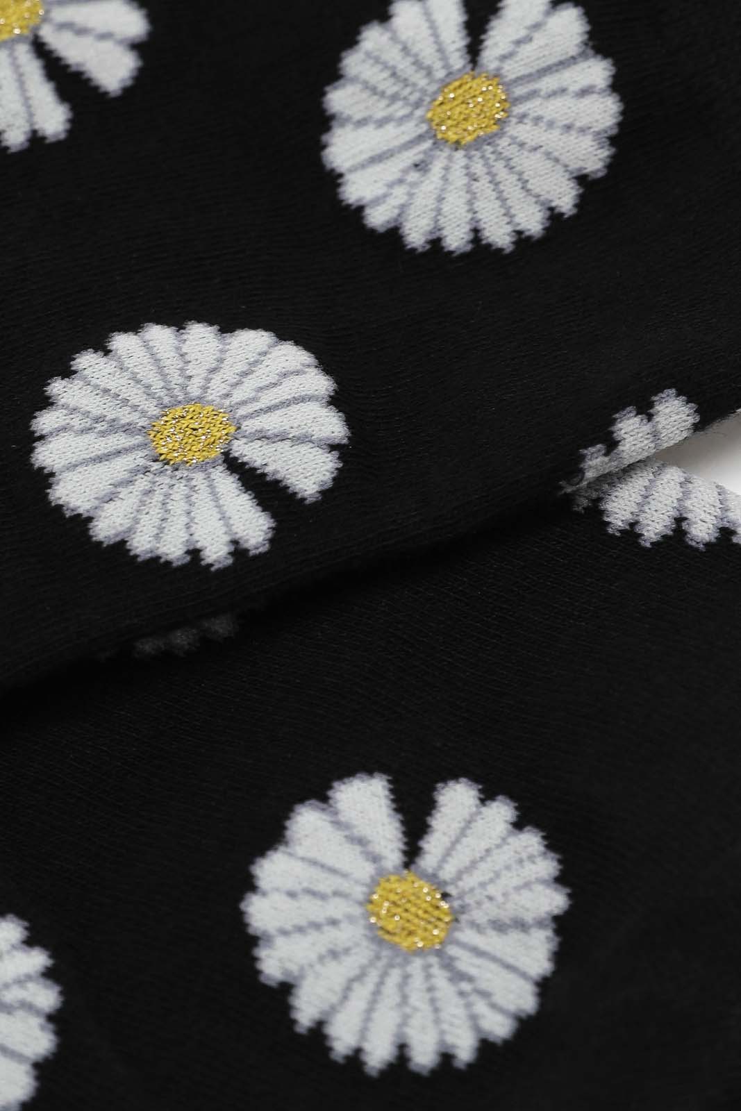 Black and ivory daisy print socks