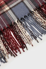 Blue and burgundy classic plaid scarf