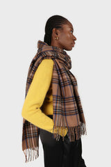 Camel bold plaid scarf