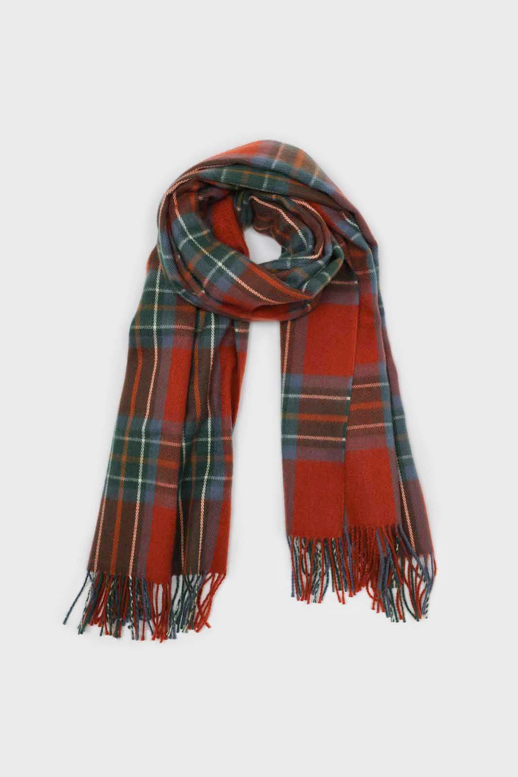 Deep orange bold plaid scarf