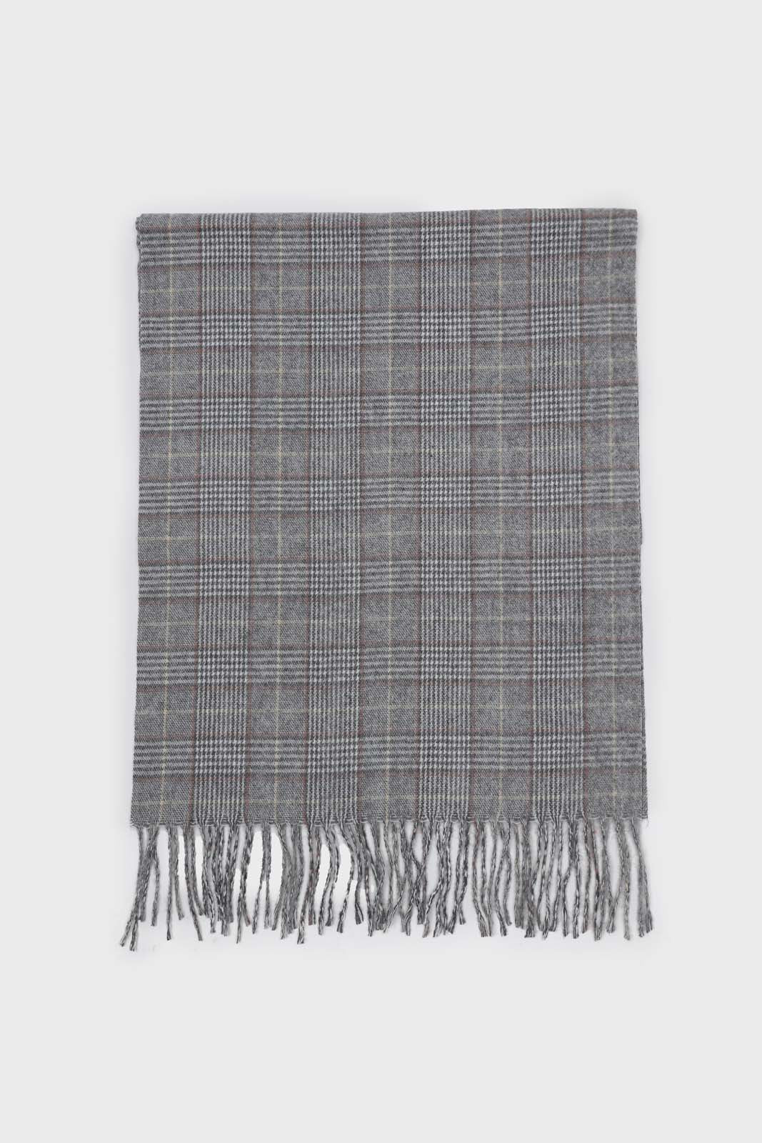 Pale grey and white smart checked scarf