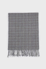 Pale grey and white smart checked scarf