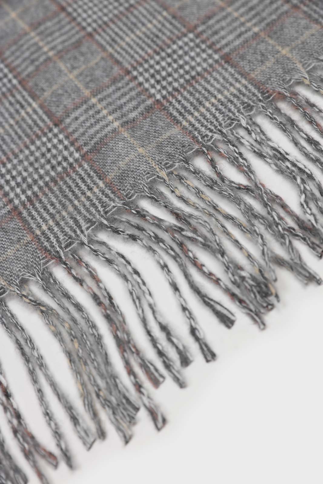 Pale grey and white smart checked scarf