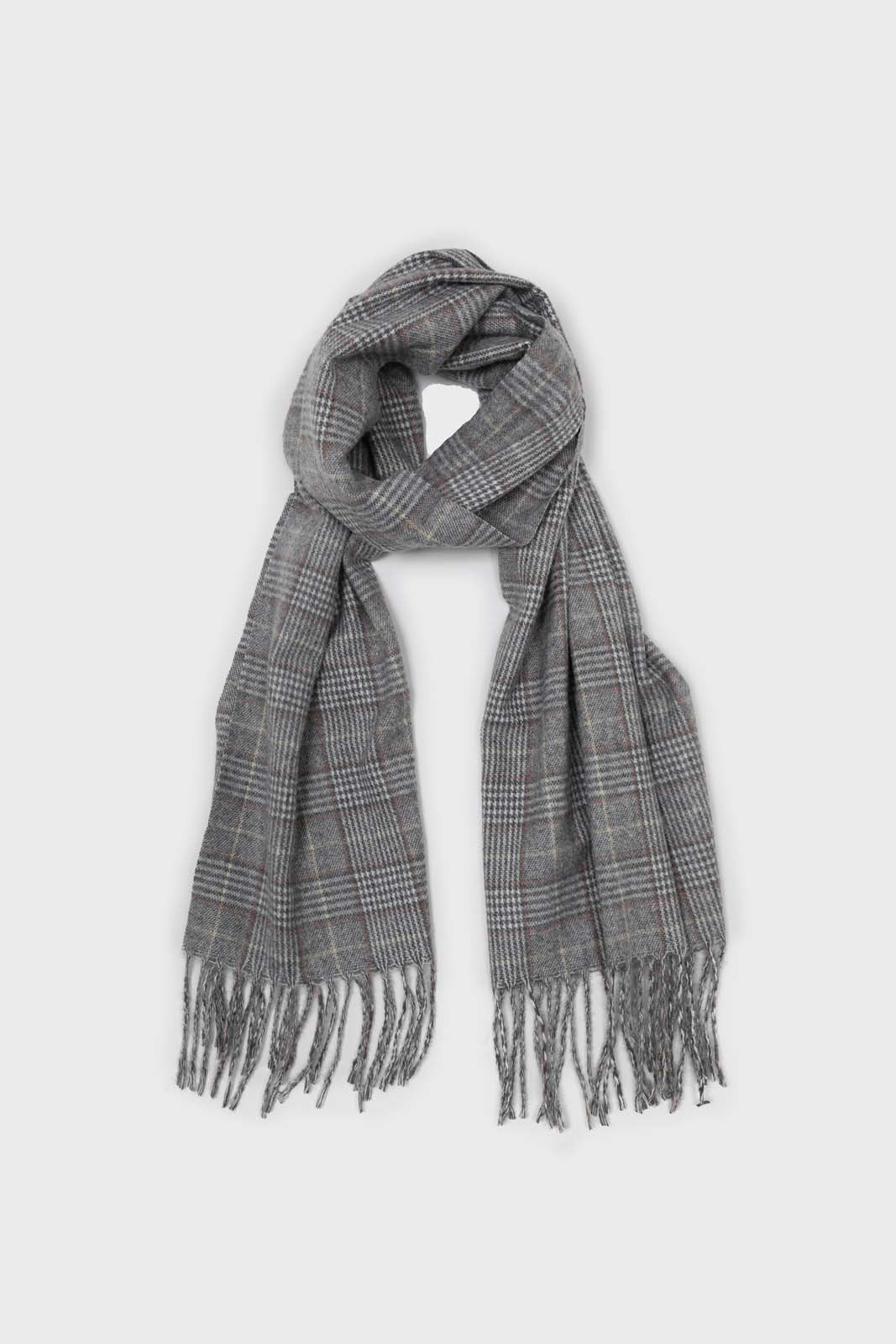 Pale grey and white smart checked scarf