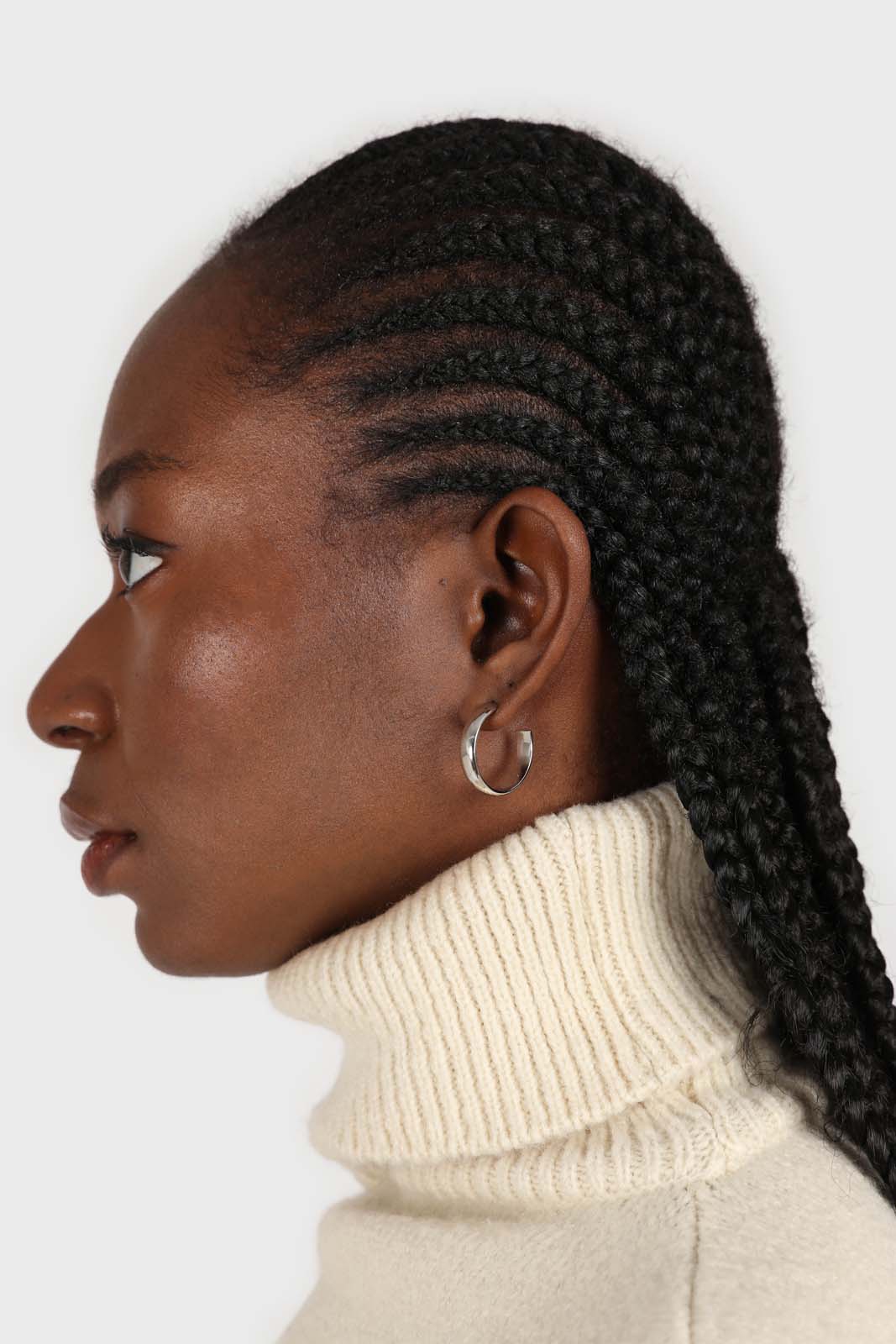 Beige slit neck turtleneck jumper