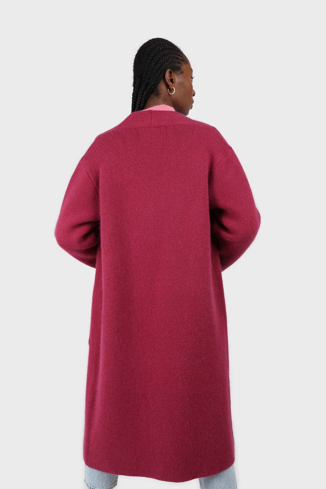 Beet red thick angora sweater coat