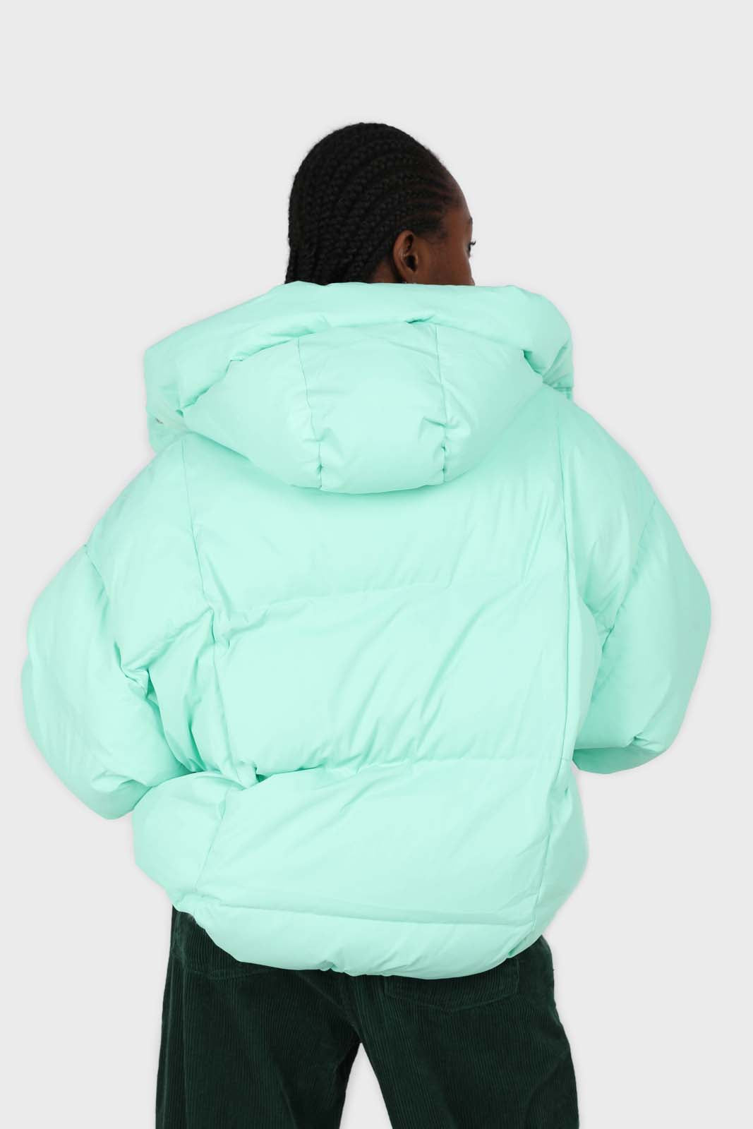 Mint green hooded thick puffer jacket