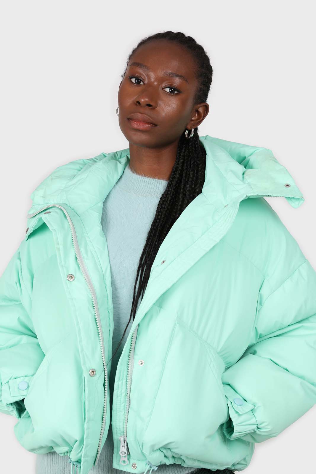 Mint angora furry crew neck jumper