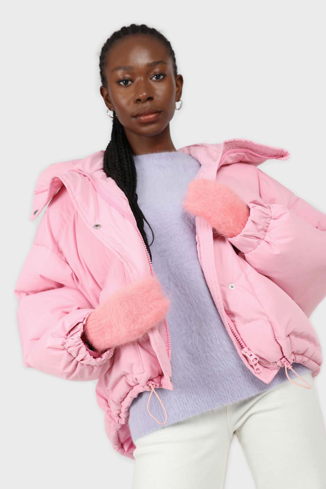 Lilac angora furry crew neck jumper