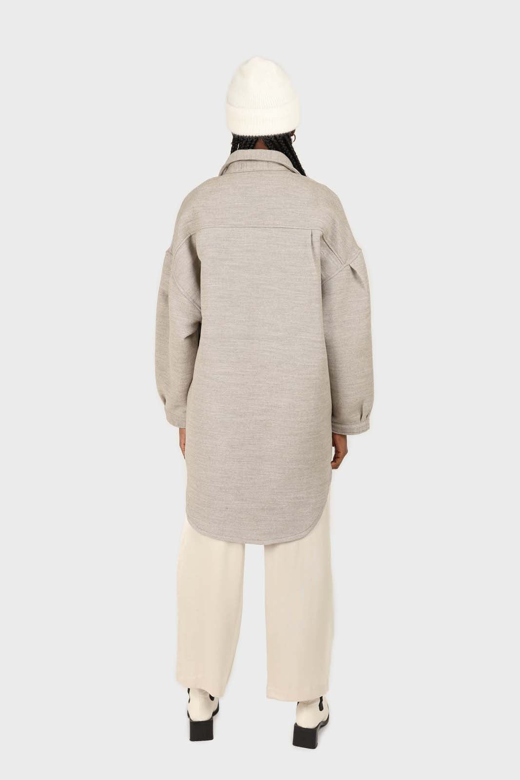 Beige wool blend oversized shirt jacket