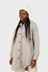 Beige wool blend oversized shirt jacket