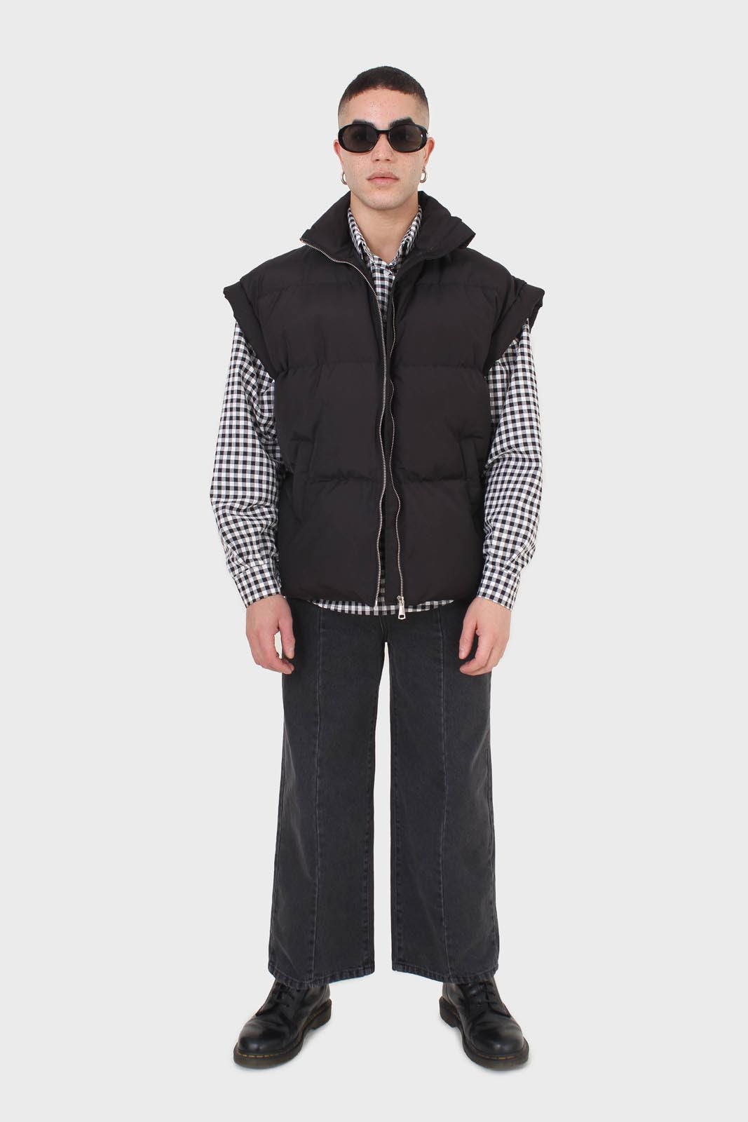 Black quilted zip up gilet